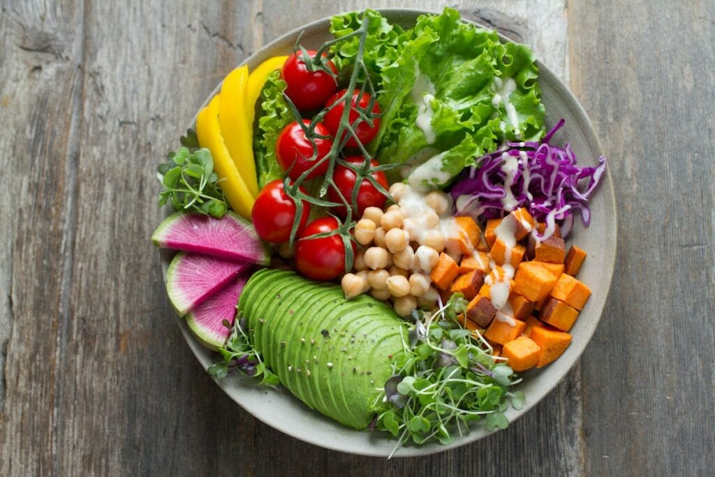 Healthy vegetable bowl as part of a silent reflux diet